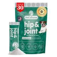 PetCultures Advanced Hip & Joint supplement for dogs with Glucosamine and Probiotics.